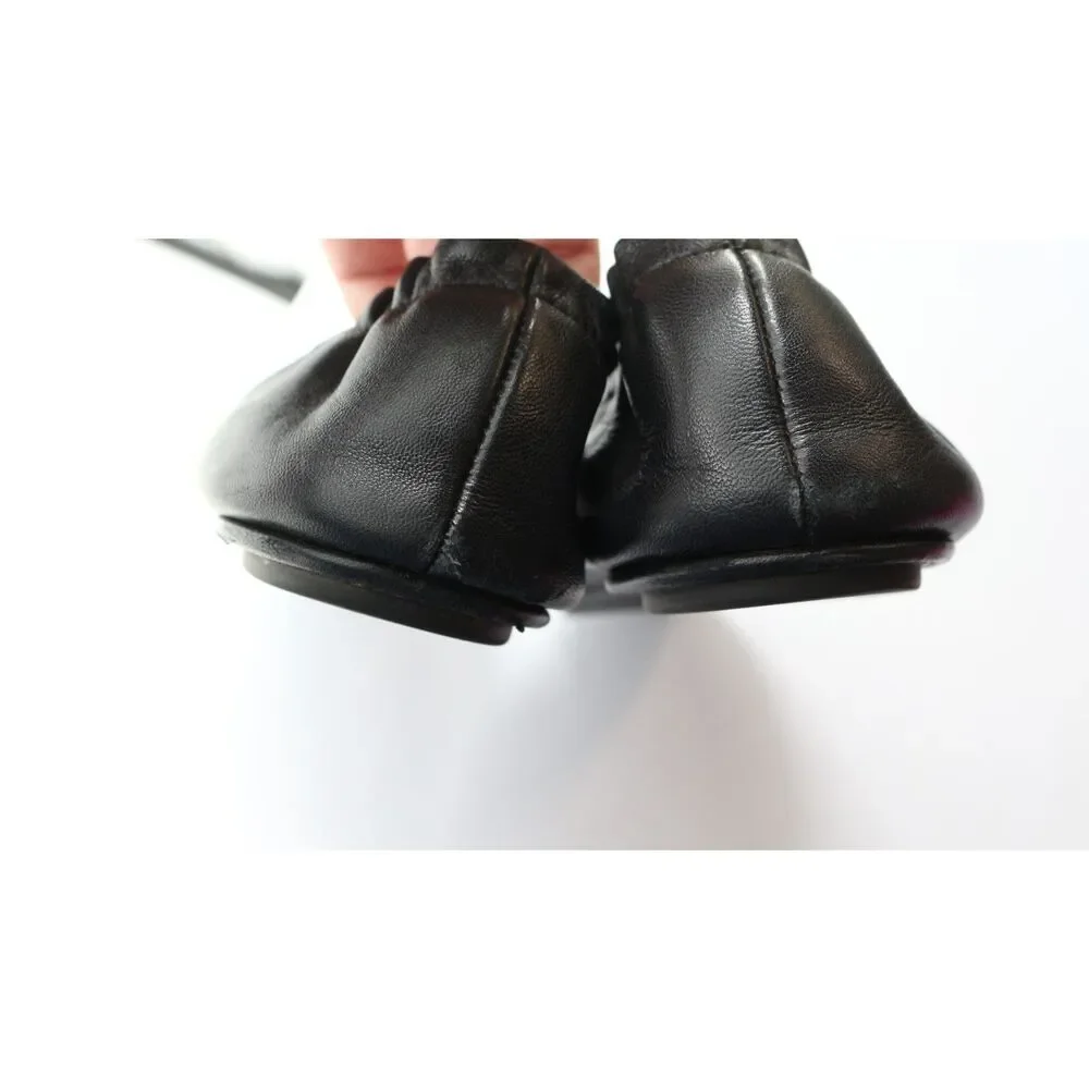 Tory Burch Womens Minnie Travel Flat Black Leather Size 12